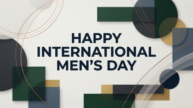 Abstract background design with geometric shapes and text celebrating the annual international men day event for social media
