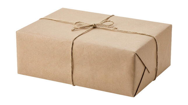 Brown Kraft Paper Gift Wrapped Package Ready Delivery.