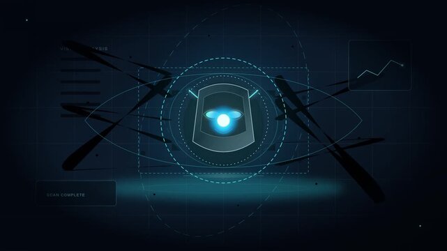 Futuristic artificial intelligence robot icon on dark digital interface