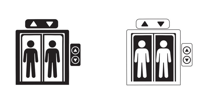 Elevator And Lift Passenger Service Vector Icons
