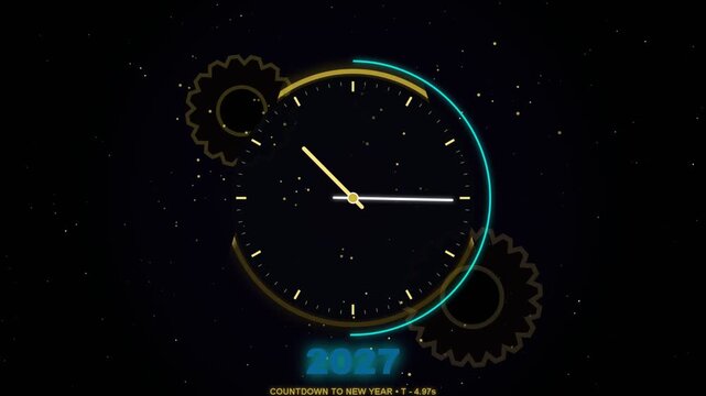 New year 2027 countdown clock with gears