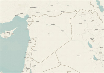Syria Map with Modern Vintage Style and Equal Earth Projection © Sammy