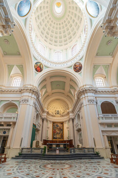 Monumental dome and neoclassical interior of the Urbino Cathedral