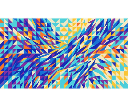 Abstract Geometric Triangle Mosaic Vector Background in Royal Blue and Vibrant Colors