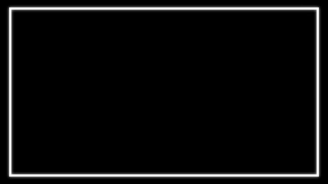 Minimalist white rectangular frame border overlay on black background, for creative editing, and motion