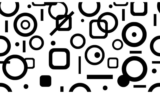 Abstract geometric seamless pattern with bold circles and rounded squares vector