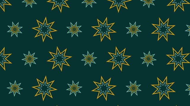 Teal Gold Islamic Star Tessellation Rotating Seamless Loop