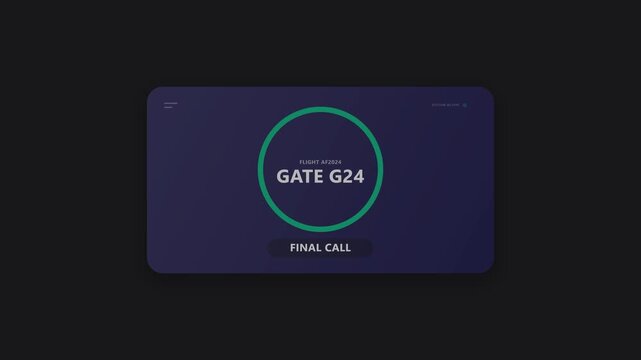 Airport Flight Information Display System Gate Tracker UI Transition Motion Graphic