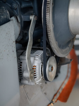 View of an Aircraft Engine With Focus on the Alternator System