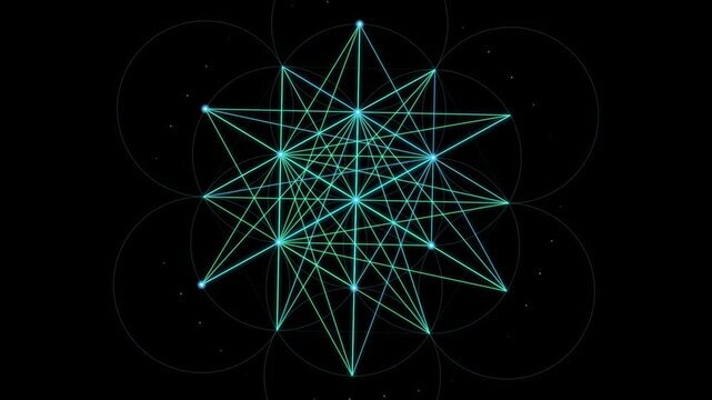 Metatron cube sacred geometry animation rotating on black background