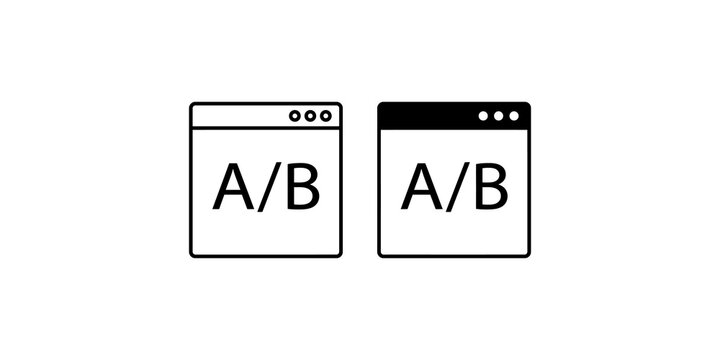 Two simple line icons representing A B split testing for marketing and website optimization.