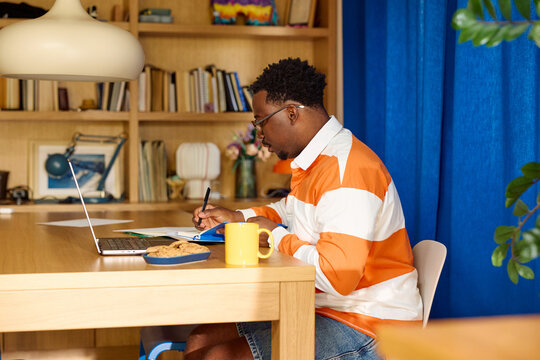 Man works in his home study