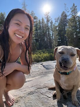 selfie happy wet dog summer lifestyle
