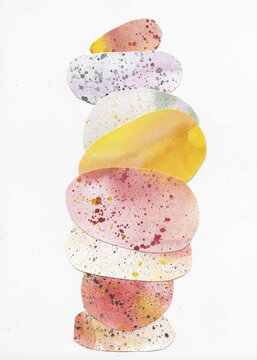 Vertical Collage of Speckled Paper Shapes