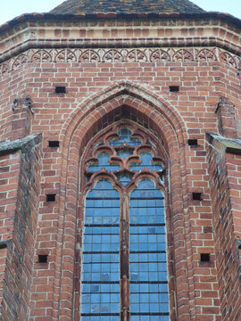 Kloster Chorin Abbey Ornate Gothic Brick Window Tracery Detail on Facade