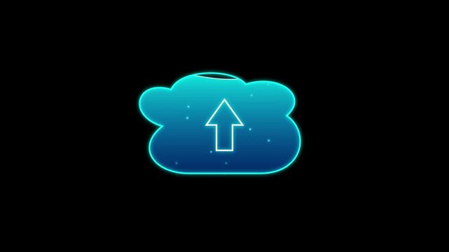 Abstract digital cloud upload animation with glowing data particles
