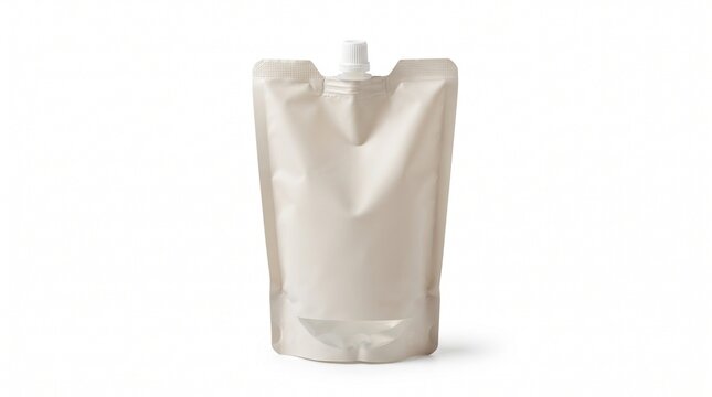 White blank spout pouch packaging for liquid soap sauce or juice container mockup isolated on white background for design presentation