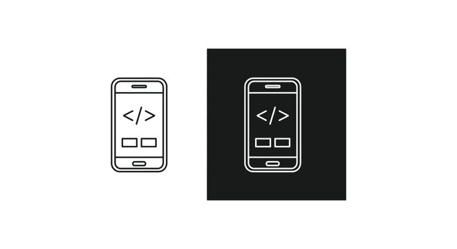 Smartphone with code icon on dark background