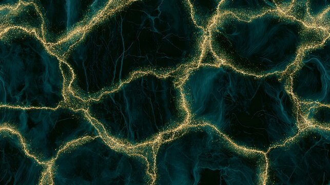 Emerald green marble texture with glowing gold dust veins