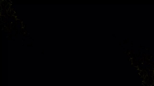 Golden dual glowing light flare glittering trail animation, twinkling magic dust, and shimmer particles motion on dark black background 4K video