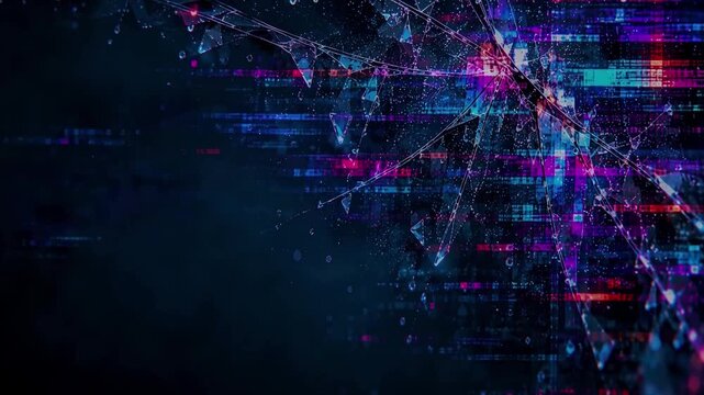 映像のノイズと色ずれを表現したテクノロジー背景