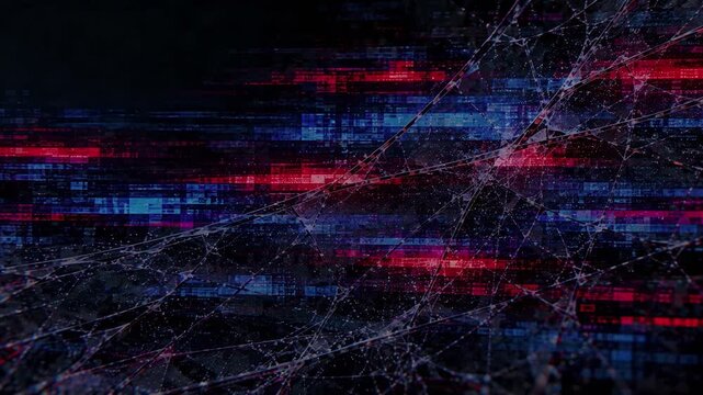 破砕エフェクトと画面の乱れを表現したサイバー映像素材