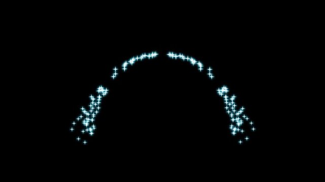 Glowing twinkling glitter stars two,Magic sparkles and glitter line stars animation, with glowing fairy dust trails, black background, 4K