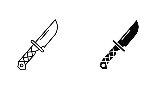 Isolated black and white combat knife icon