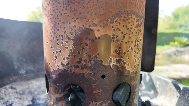 lighting a grill using a chimney starter