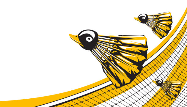 Cartoon badminton shuttlecock design with a duck head.