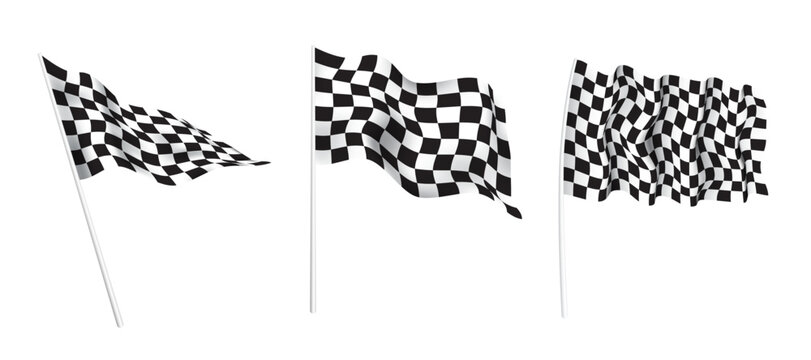 Set of checkered flag isolated on white background.