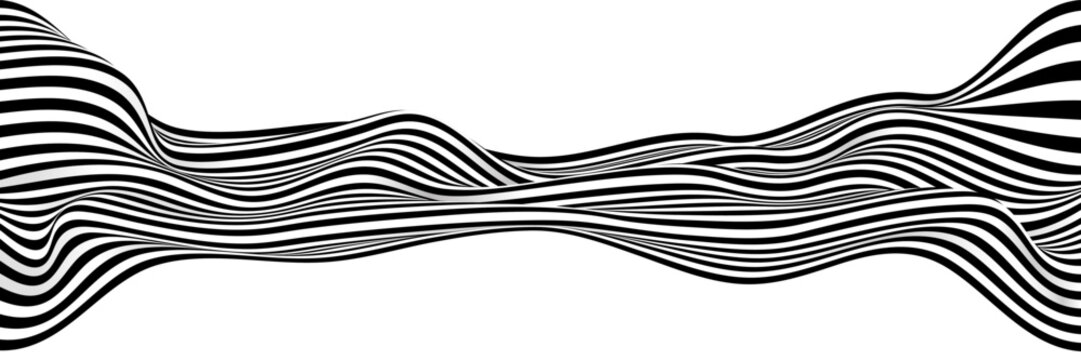 Abstract black and white background featuring curved lines and asymmetrical patterns.