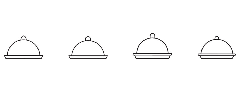 covered dishes icons in a row on white background