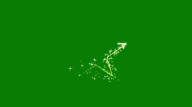 Magical golden glitter star trail with sparkling dust particles, glowing fairy light streaks, twinkling stars and shimmering magic tail animation across a seamless grren background 4k video