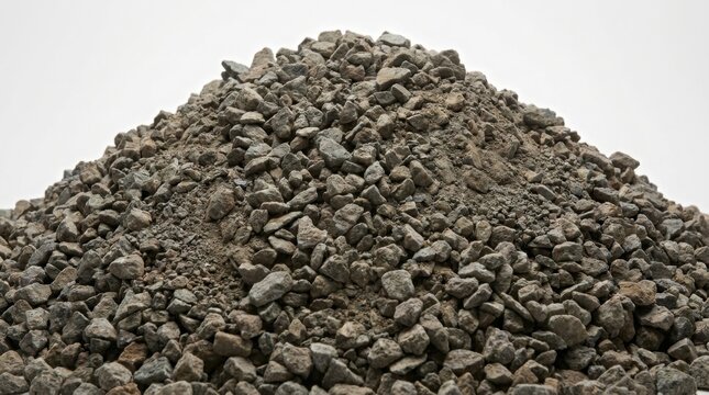 Pile of crushed stone aggregate for construction and industrial