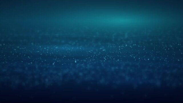 Blue and Cyan Sparkling Particle Waves with Soft Bokeh Background