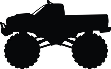 Monster truck silhouette vector. Lifted truck vector icon © Emon