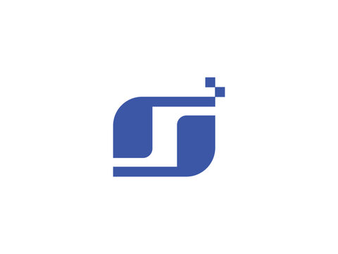 Abstract Letter S Tech Geometric Pixel Monogram Logo Icon Vector