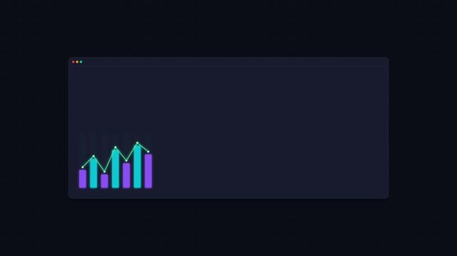 Animated bar chart growing inside digital software window interface graphic motion clip