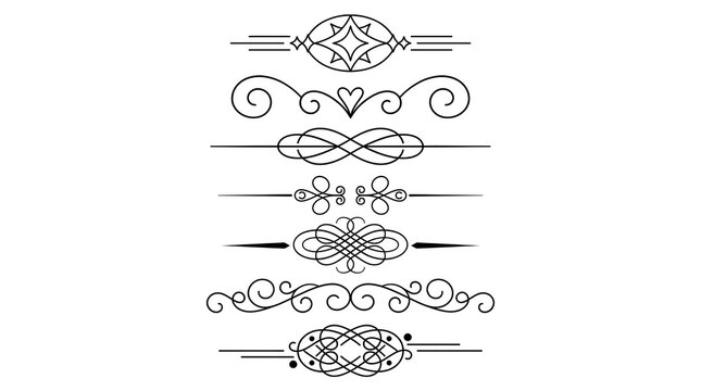 Vintage scroll divider collection with decorative curls and flourishes