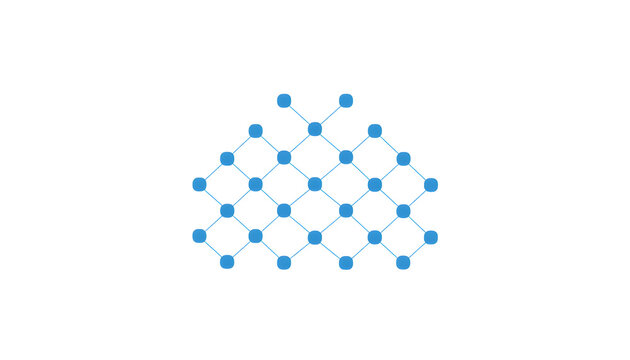 Abstract cloud computing network logo and digital connection grid icon