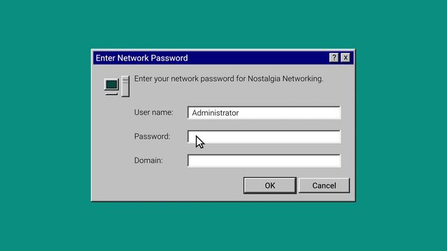 Retro Network Password Login Dialog Animation