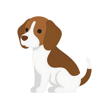Cute beagle puppy sitting on white background illustration