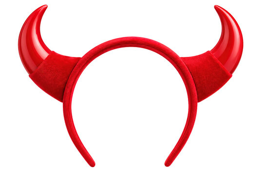 Red devil horn headband on black background
