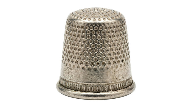 Vintage metal thimble with textured surface for sewing and crafts