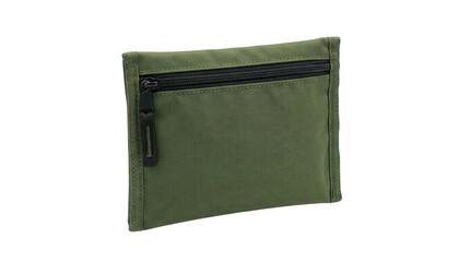 Green fabric pouch with zipper for storage or organization © Ira
