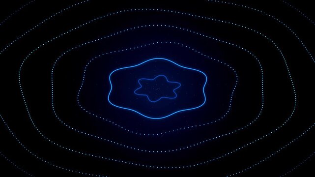 Neon Blue Dotted Contour Lines Tunnel Organic Wave Loop