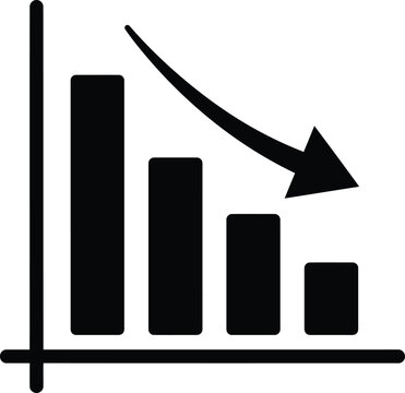 Decline graph silhouette vector. Decrease chart vector icon