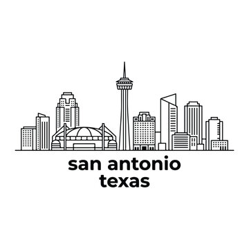 San Antonio Texas city skyline line art vector illustration architecture building