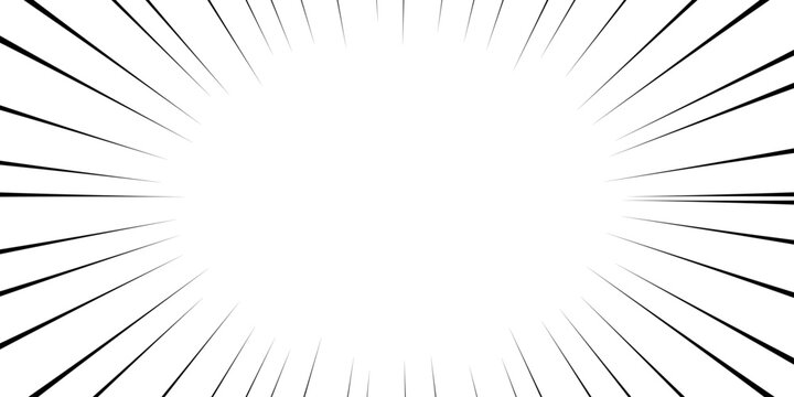 Dynamic radial speed lines vector background, comic book style graphic element. Exploding action effect, abstract motion blur illustration for manga and anime design.